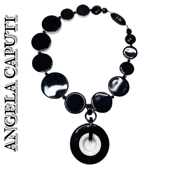 Angela Caputi Vintage Resin B&W Necklace